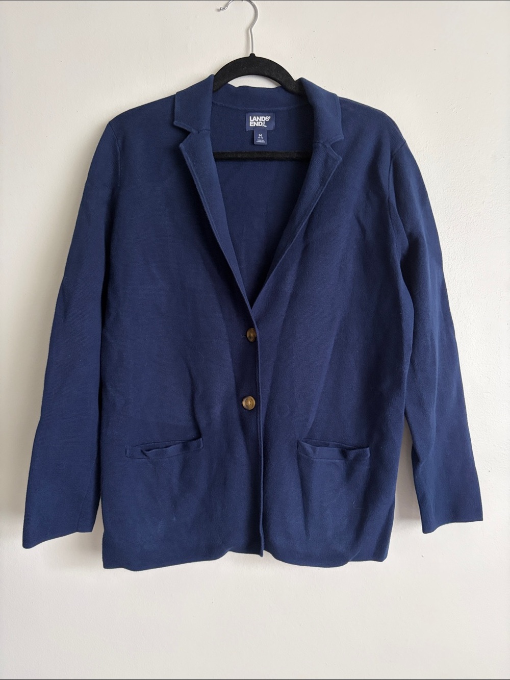 Lands' End Navy Casual Knit Blazer Jacket Cardigan